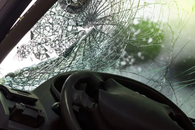 what to do if debris hits your car In the car, the steering wheel bent from the accident.